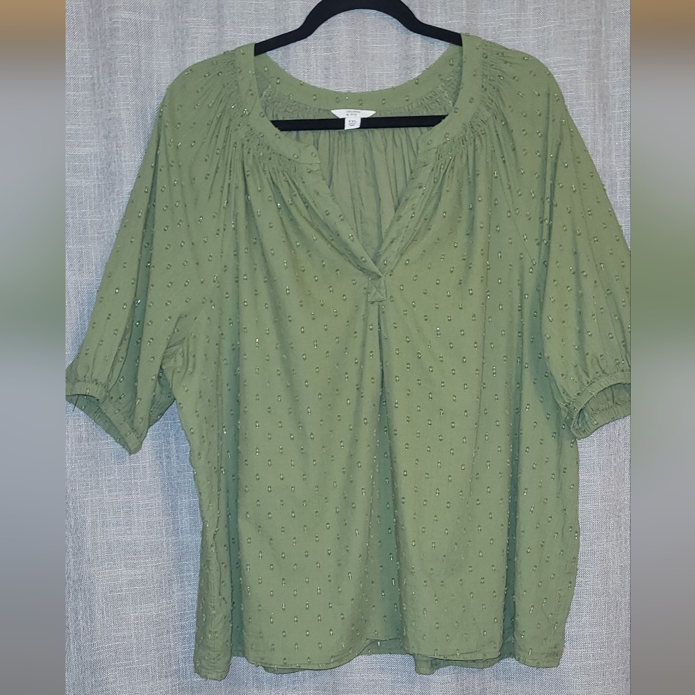 Crown & ivyXXL w/silver highlights Women's Green Top
